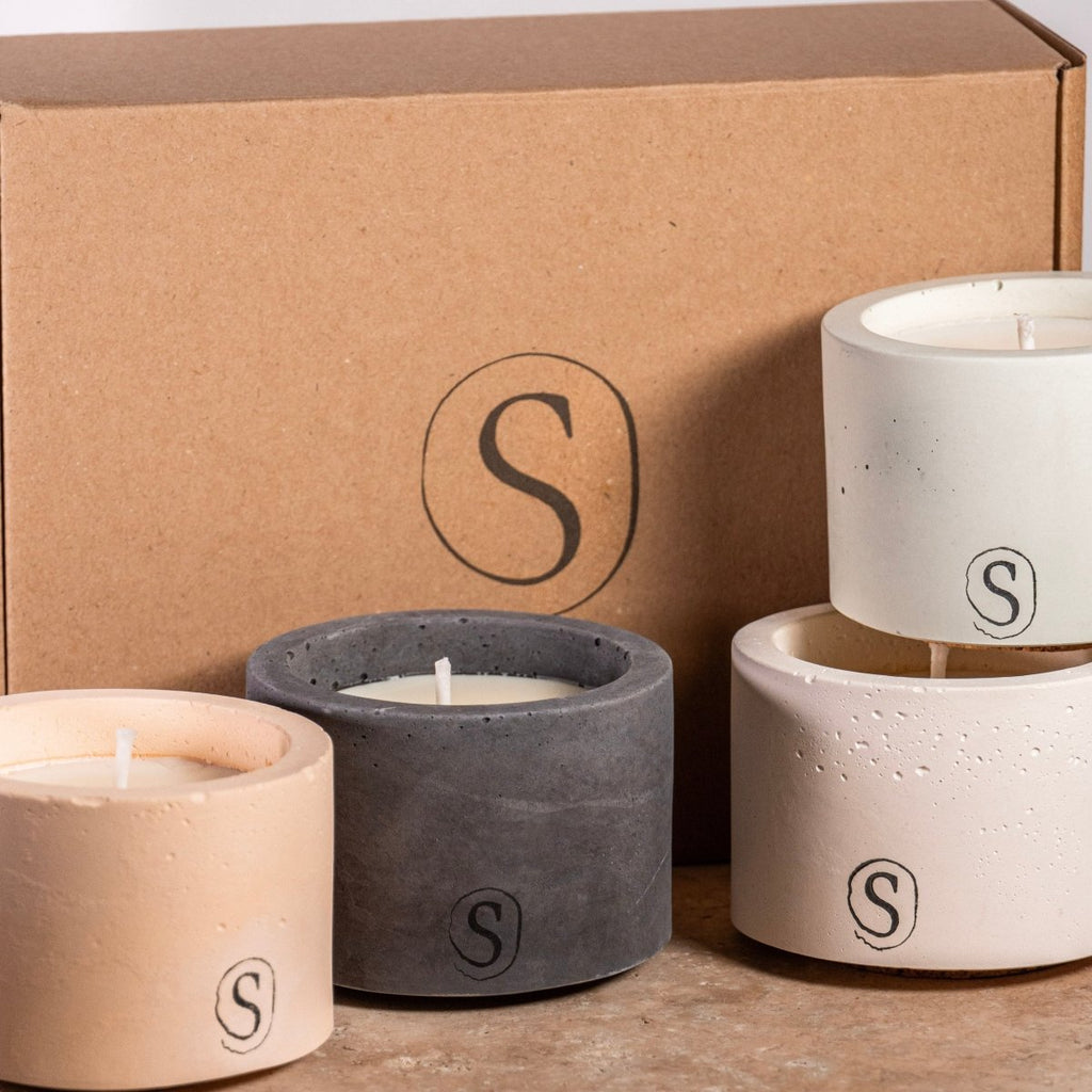 Bougie d’intérieur en béton coffret faite main en Provence – Siwa Candles