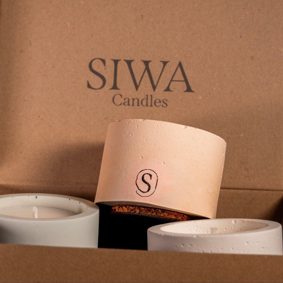 "Bougie d’intérieur en béton coffret faite main en Provence – Siwa Candles"