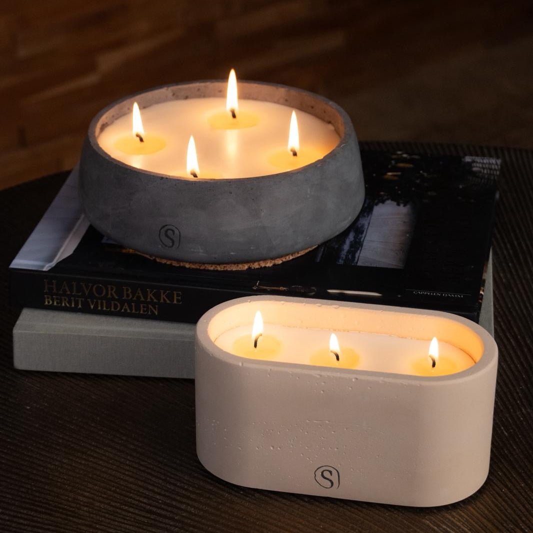 "Bougie d’intérieur en béton noire faite main en Provence – Siwa Candles"